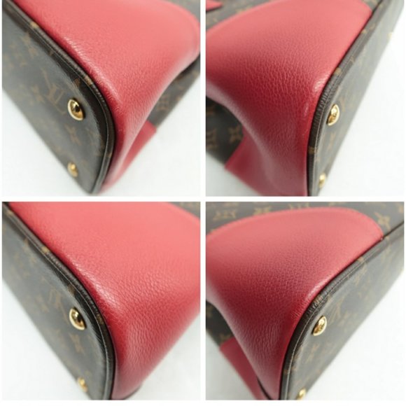 100% Authentic Louis Vuitton Flandrin Brown&Red Monogram Canvas Satchel  Bag - Picture 7 of 12
